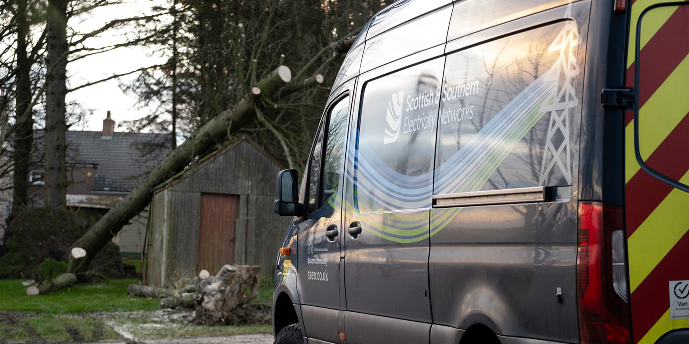An SSEN vehicle on site where repairs to the network are being made