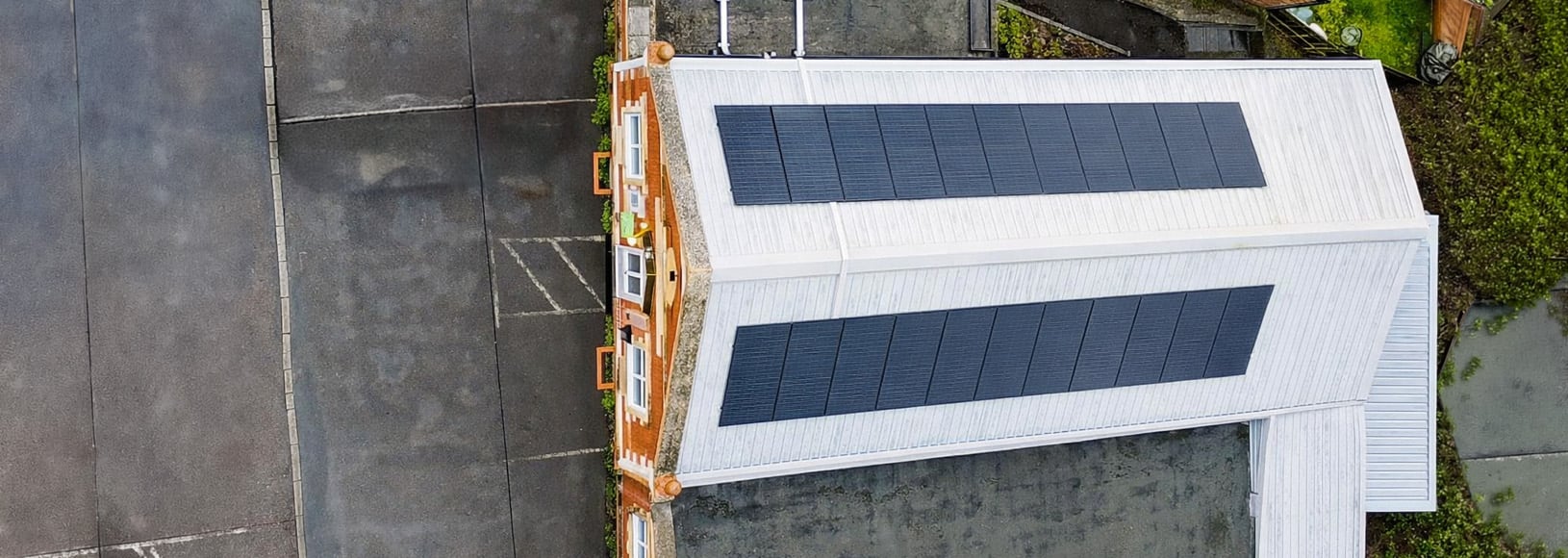 The newly-installed solar panels on the Dilton Memorial Hall in Wiltshire