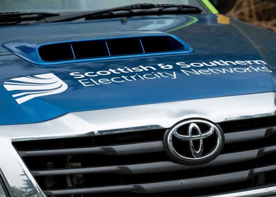 A close up of the bonnet of an SSEN Distribution vehicle 