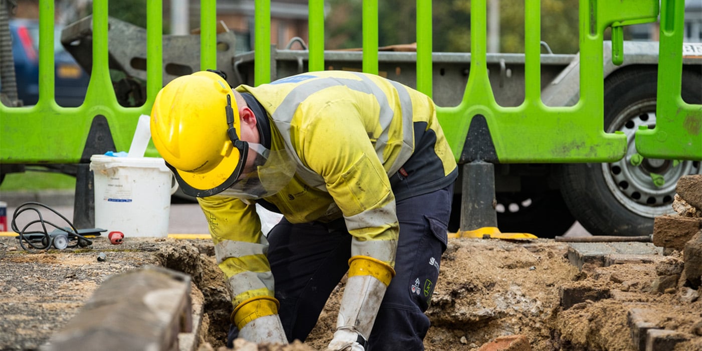 Engineer working on street