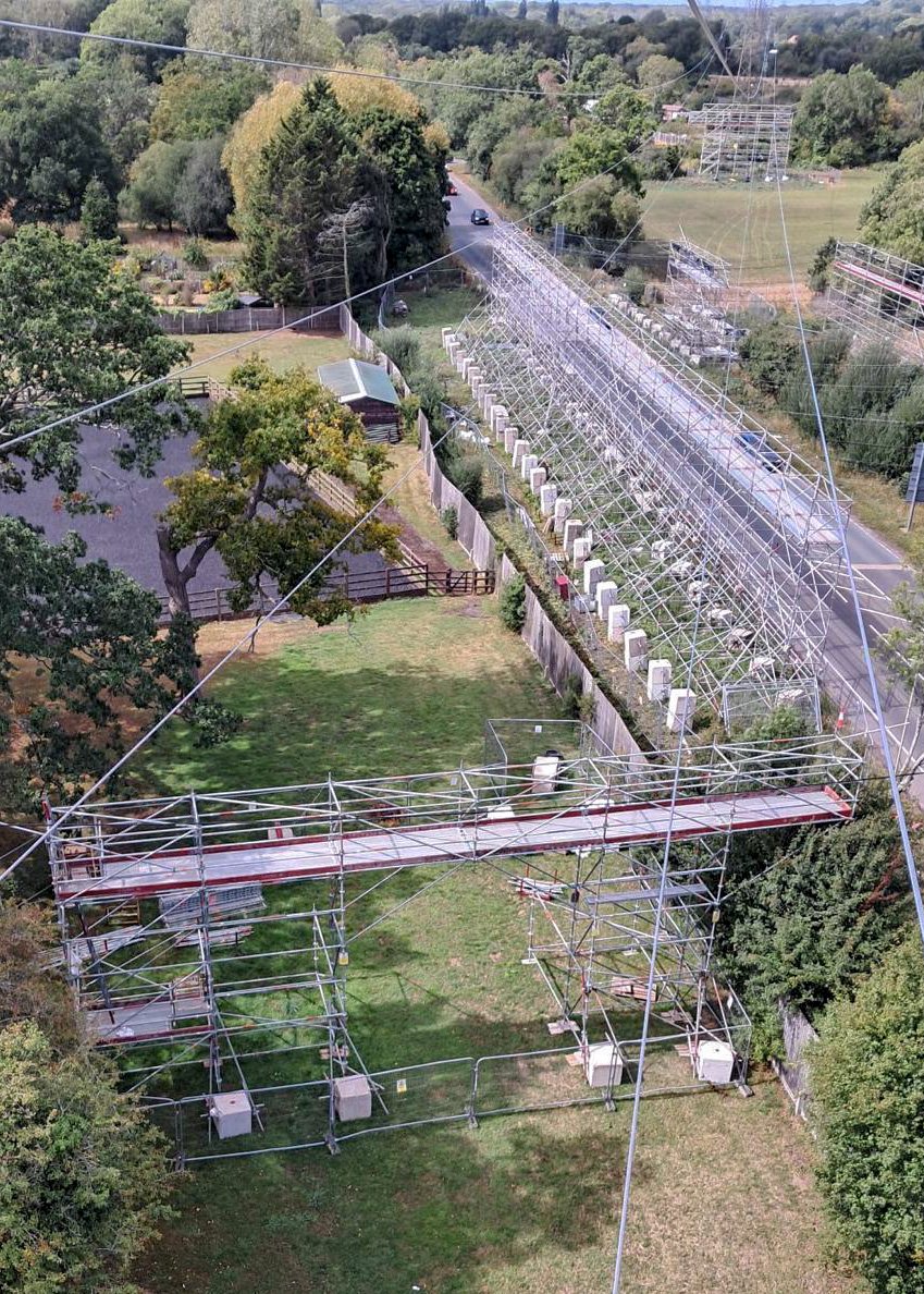 A view of the scaffolding put in place during the upgrade of this part of the network A view of the scaffolding put in place during the upgrade of this part of the network