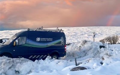SSEN van in snow covered field