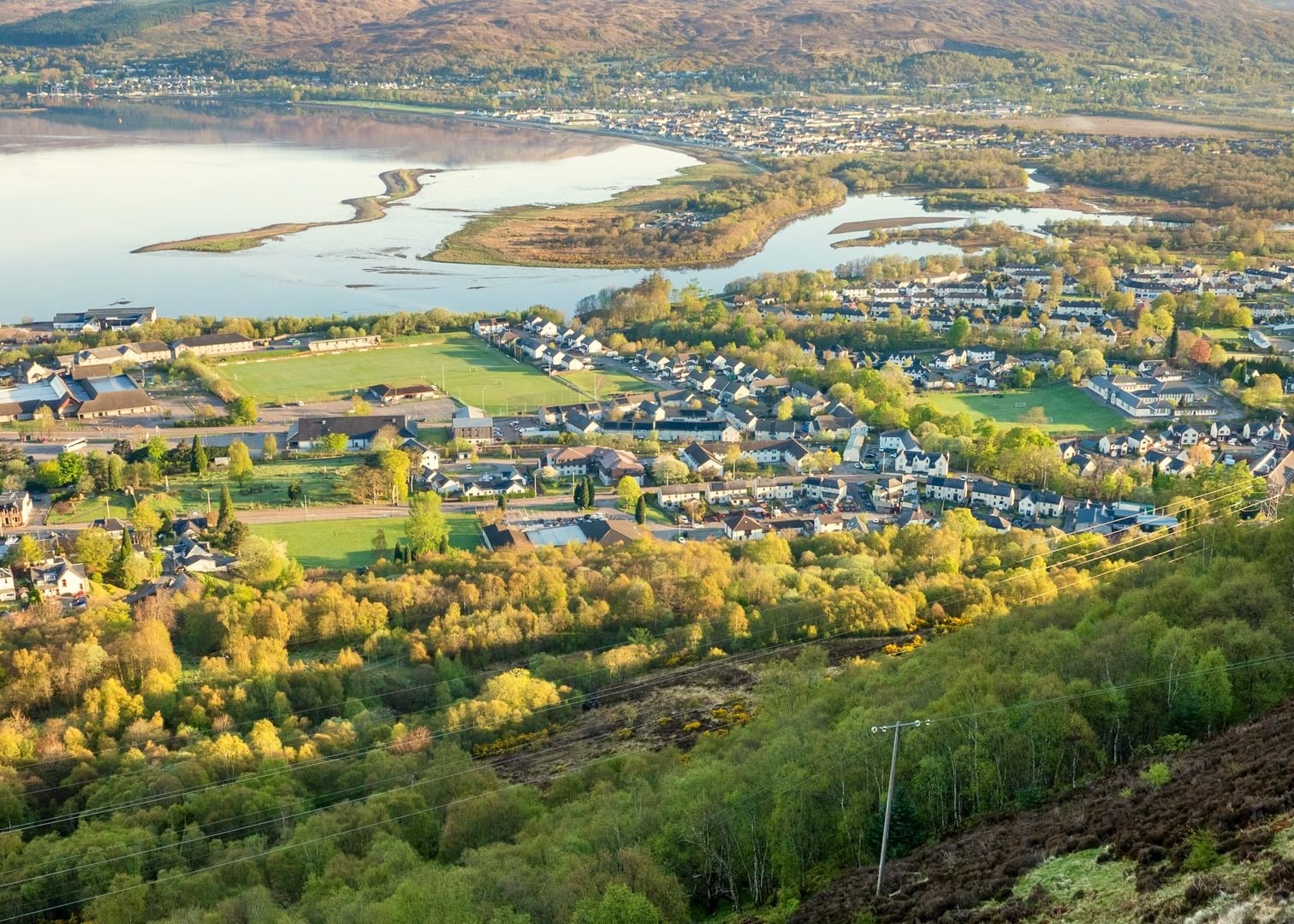 SSEN Distribution's overhead network high above Fort William SSEN Distribution's overhead network high above Fort William