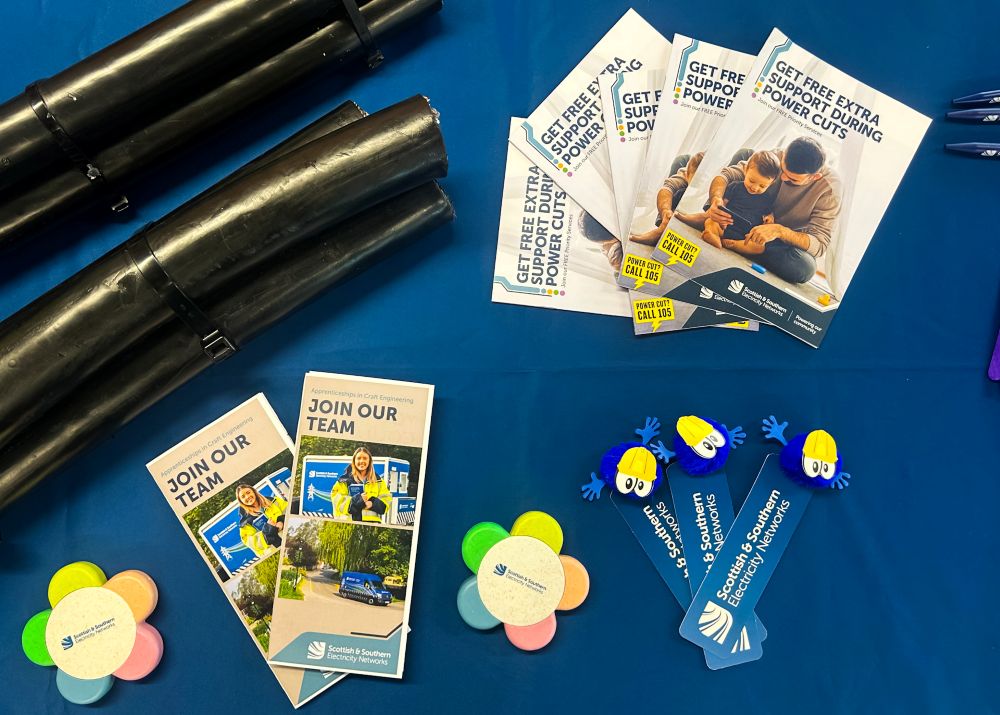 A selection of the free items, including leaflets and stickers, handed out to those to attended the careers event