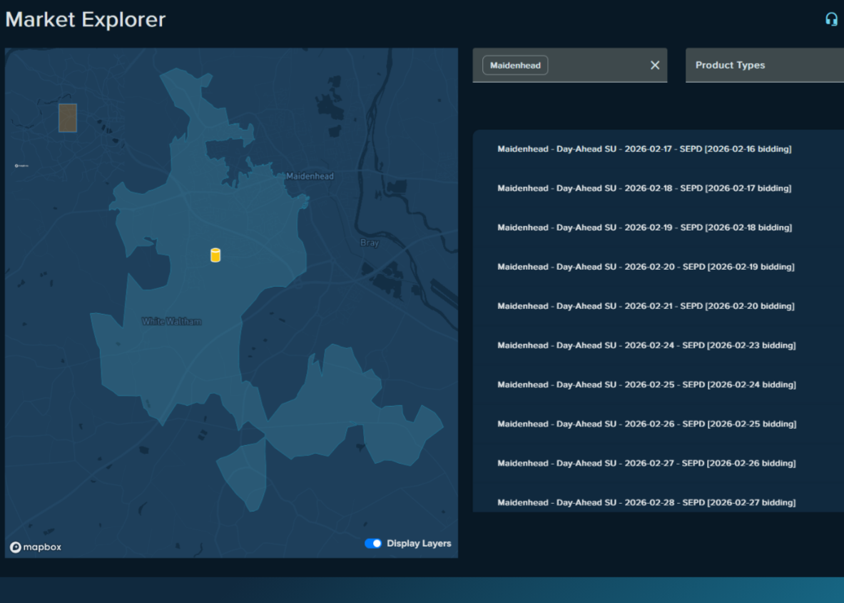 A shot of the ElectronConnect platform during the day-ahead trial