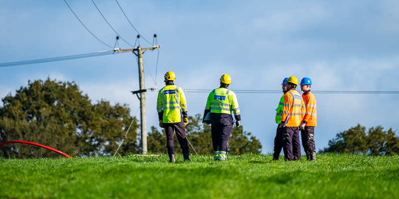 SSEN Linesmen and Engineers from SSEN Depot in Petersfield, Hampshire working on power supply lines close to the village of Lurgashall in West Sussex