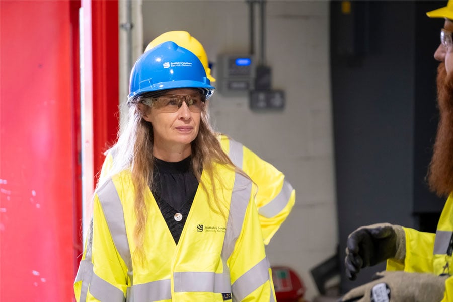 Tamar Bourne on site with SSEN colleagues