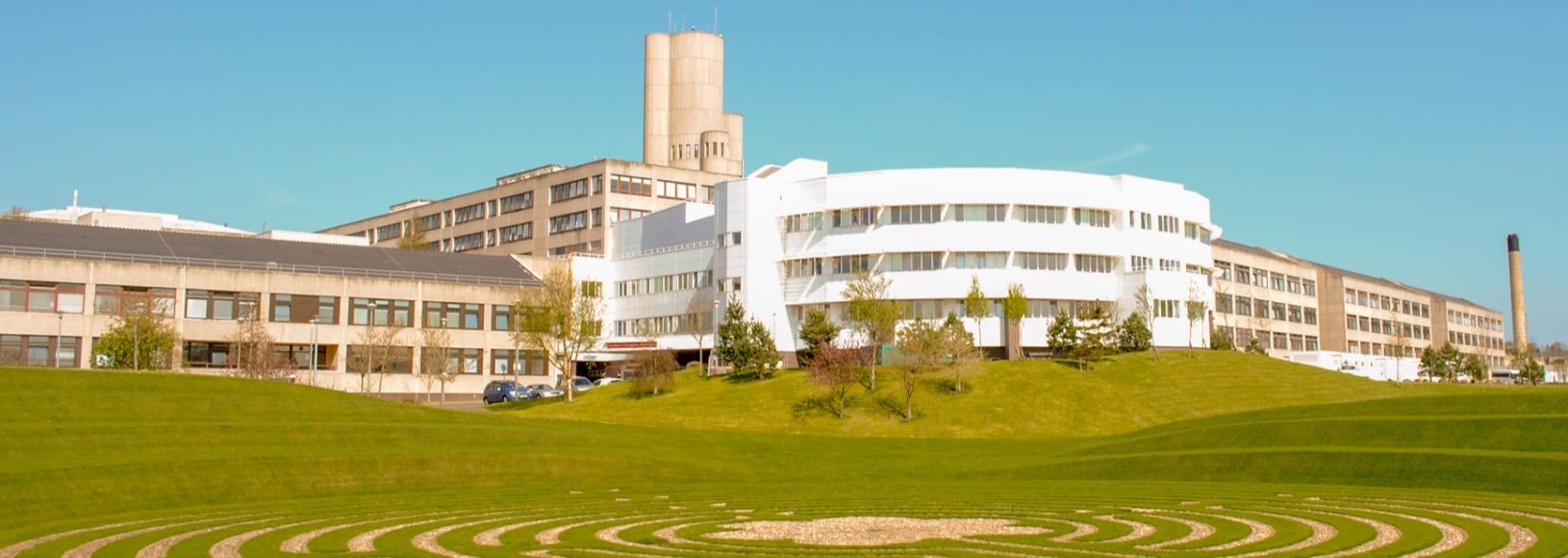 A panoramic view of the Ninewells Hospital complex in Dundee