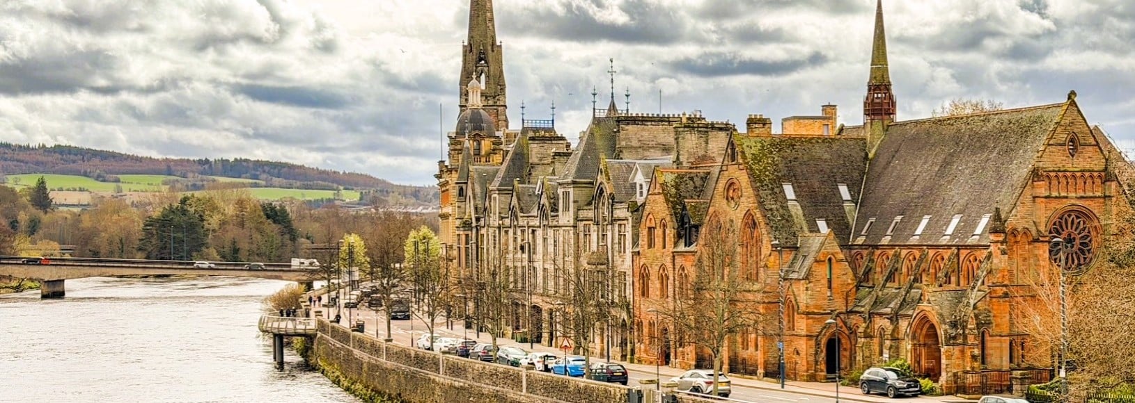 A view of Perth City Centre and the River Tay