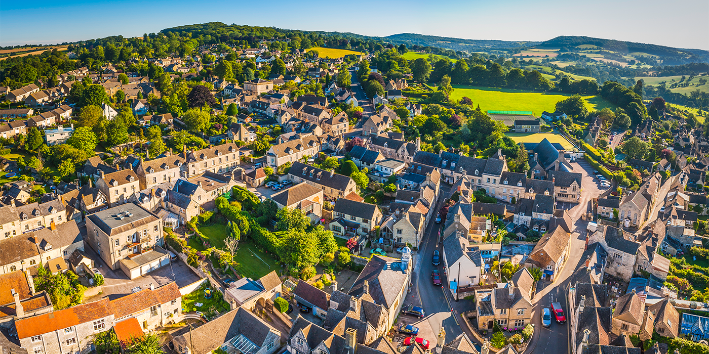 Panoramic image of an English town