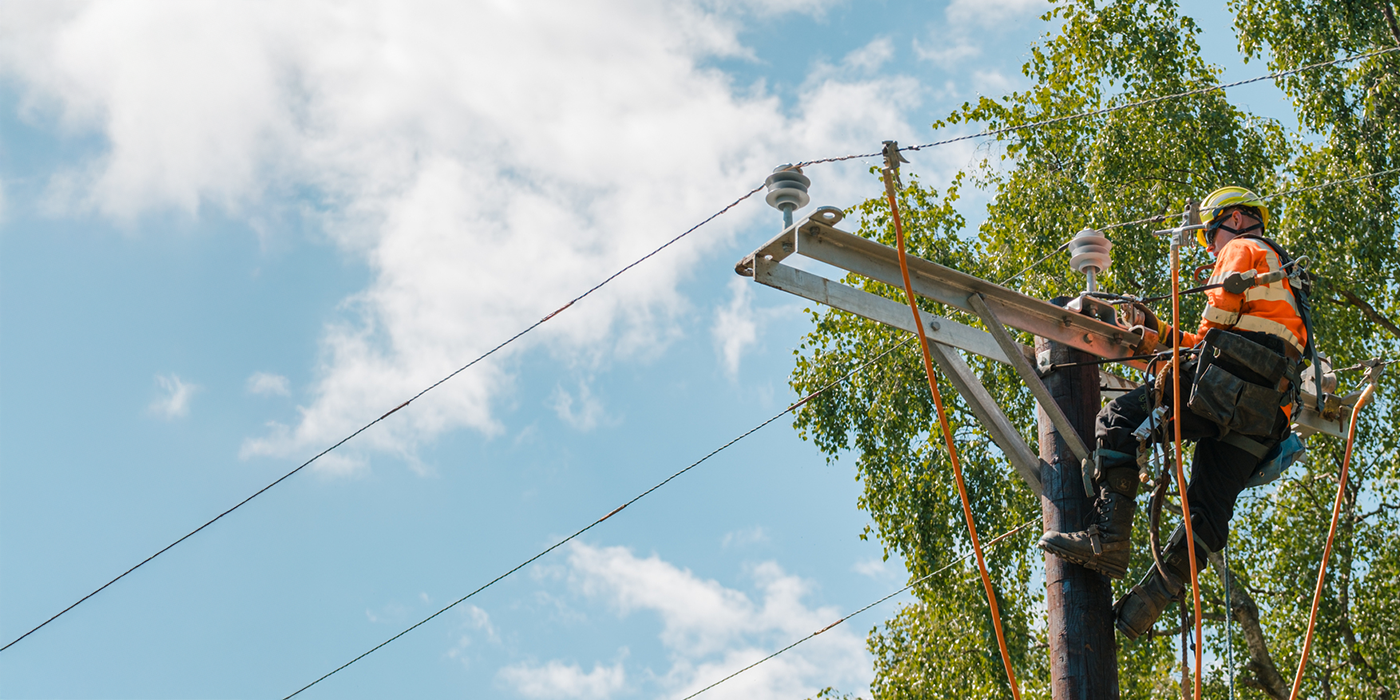 Image of SSEN engineer working on overhead network