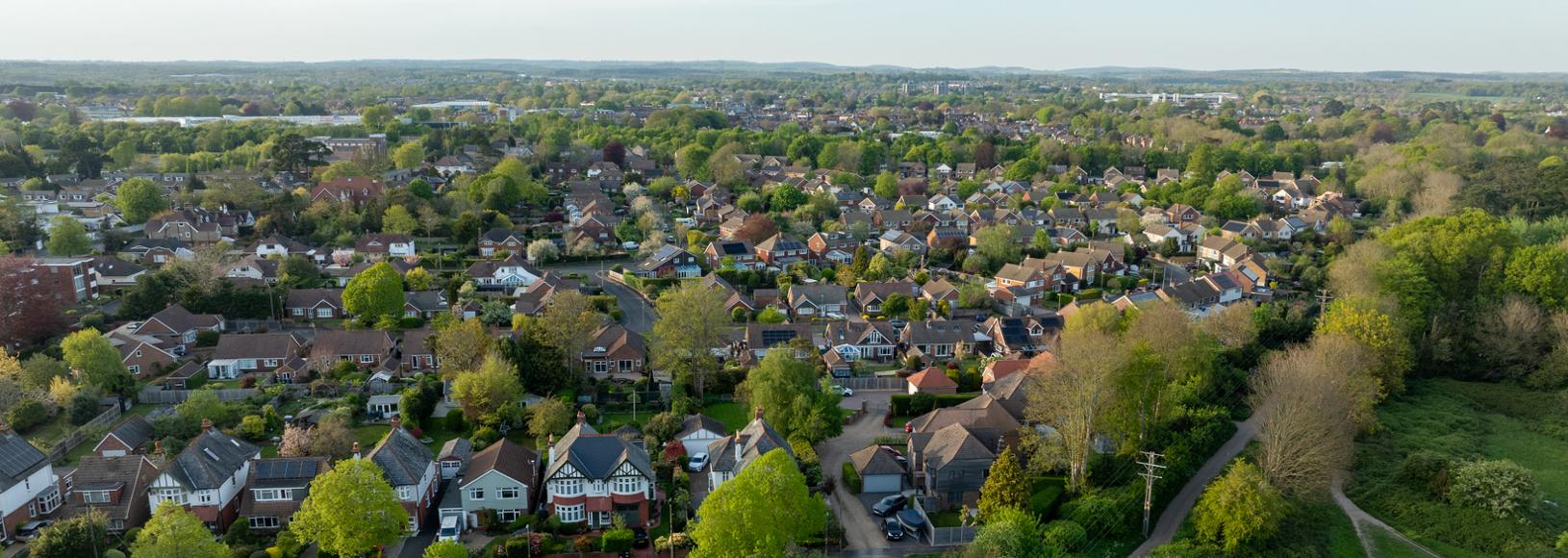 An aerial view of a residential area of Paisley in our central southern England network area